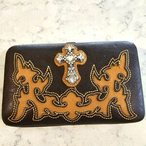 Montana West Brown Rhinestone Embelished Ladies Wallet